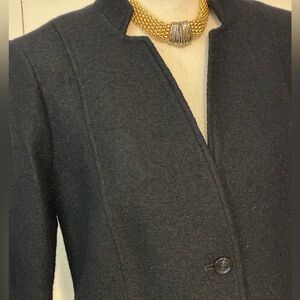 Talbots Women's Black Boiled Wool Stand Collar Jacket